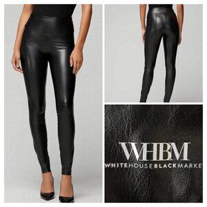 White House Black Market Pants 10 Long Black Faux Leather Runway Leggings
